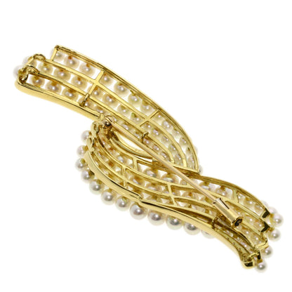 0.13ct Baby Pearl Pearl Diamond Brooch K18 Yellow Gold 17.8g　Ladies