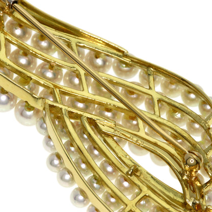 0.13ct Baby Pearl Pearl Diamond Brooch K18 Yellow Gold 17.8g　Ladies