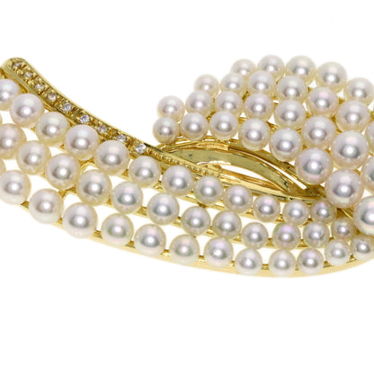 0.13ct Baby Pearl Pearl Diamond Brooch K18 Yellow Gold 17.8g　Ladies