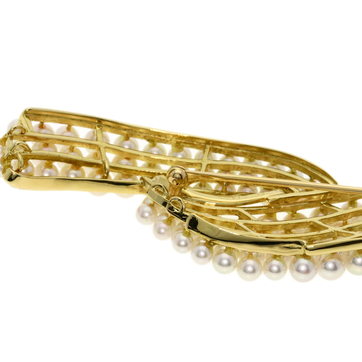 0.13ct Baby Pearl Pearl Diamond Brooch K18 Yellow Gold 17.8g　Ladies