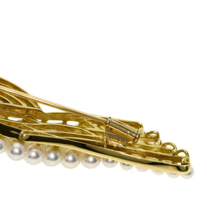 0.13ct Baby Pearl Pearl Diamond Brooch K18 Yellow Gold 17.8g　Ladies