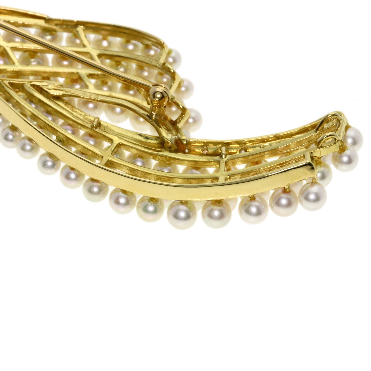 0.13ct Baby Pearl Pearl Diamond Brooch K18 Yellow Gold 17.8g　Ladies