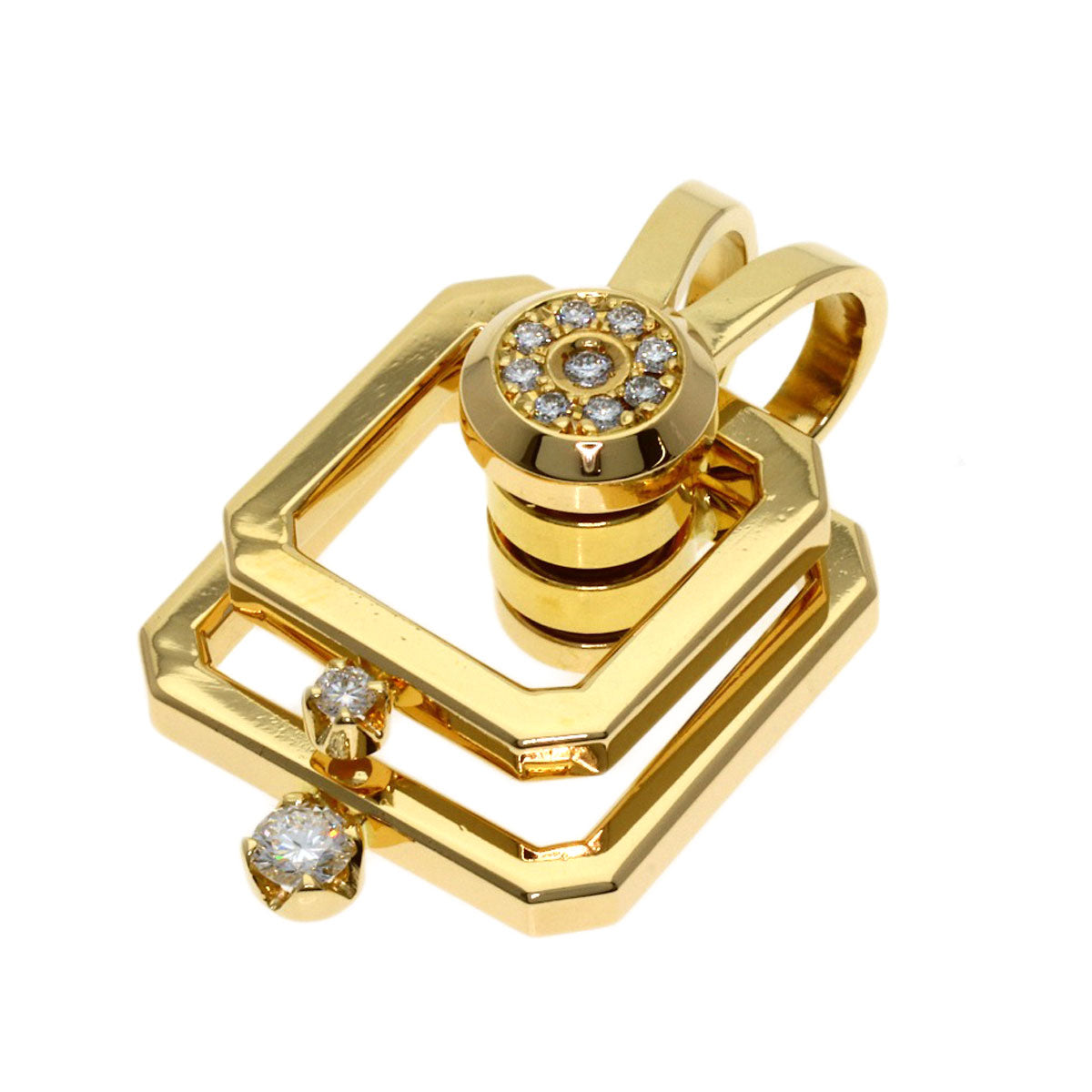 WALTHAM Swing Diamond Pendant top K18 Yellow Gold Ladies [Used]