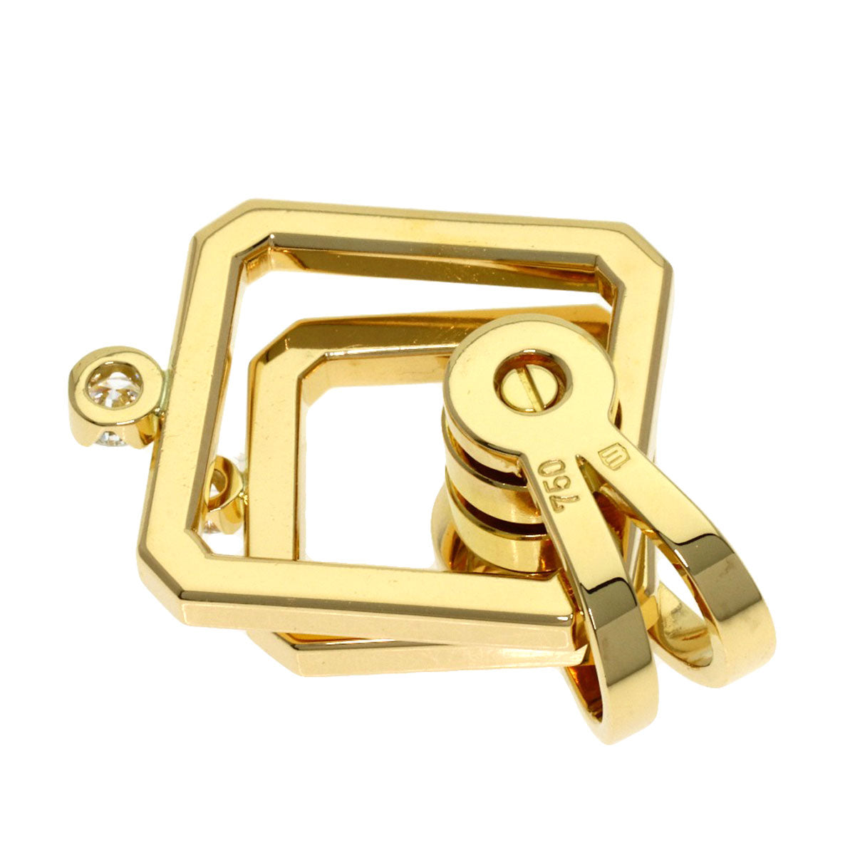 WALTHAM Swing Diamond Pendant top K18 Yellow Gold Ladies [Used]