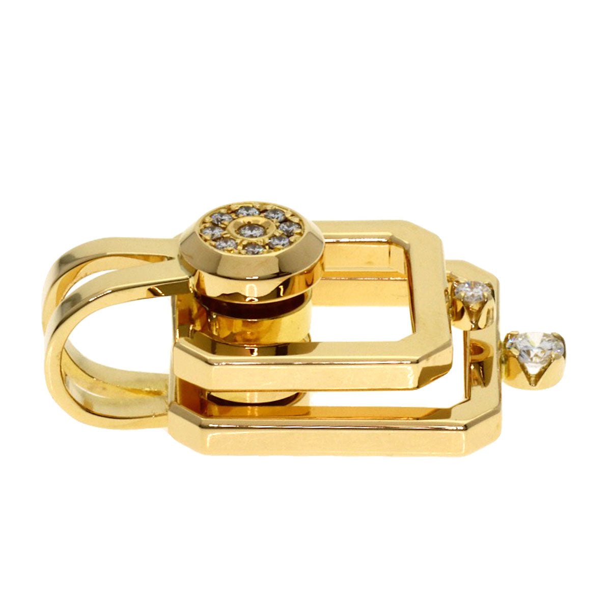 WALTHAM Swing Diamond Pendant top K18 Yellow Gold Ladies [Used]