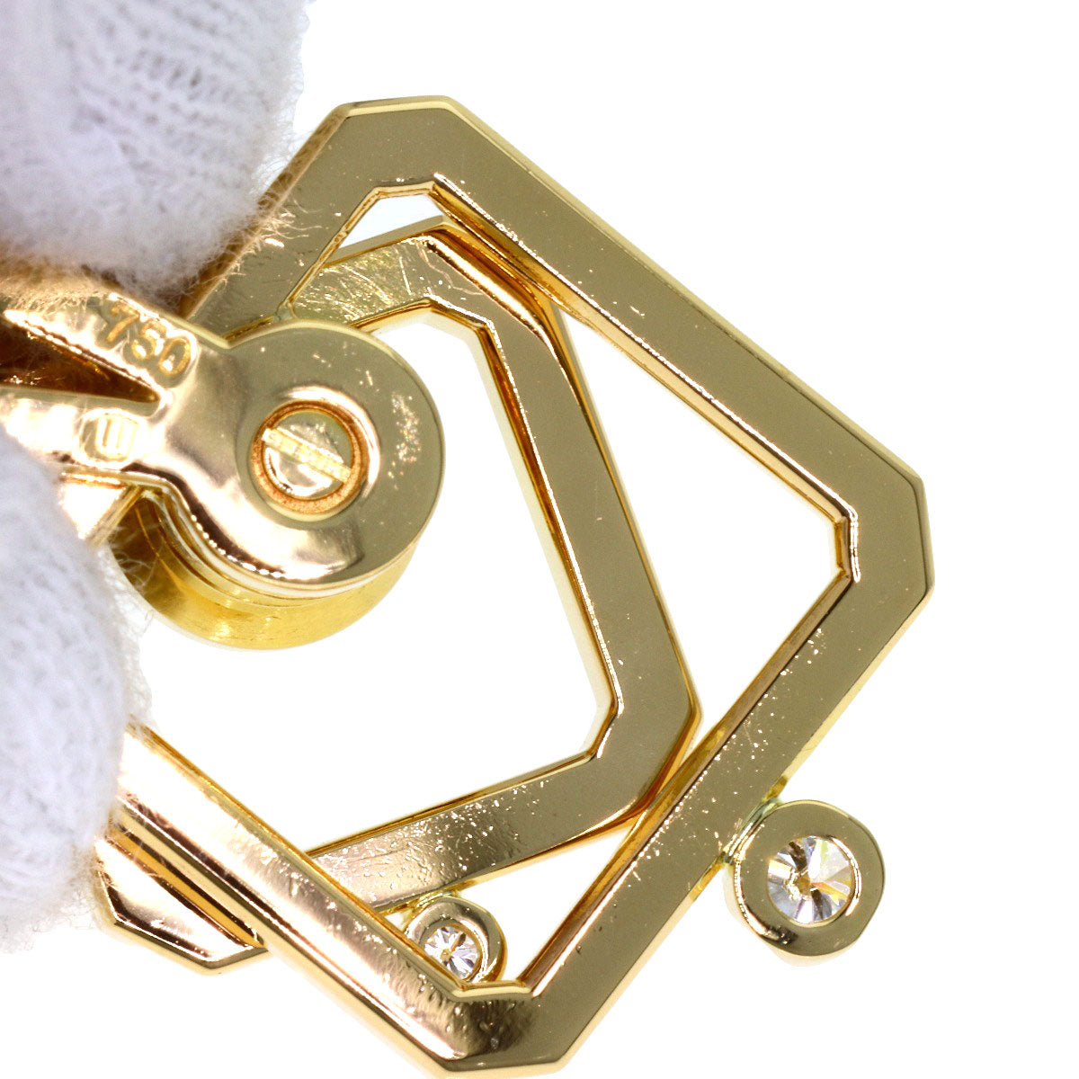 WALTHAM Swing Diamond Pendant top K18 Yellow Gold Ladies [Used]