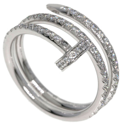 CARTIER Juste un Clou Double Semi-Pavé Diamond #50 Ring K18 White Gold Ladies [Used]