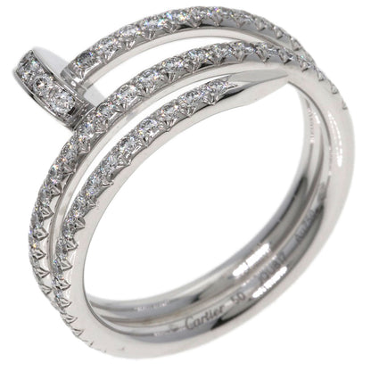 CARTIER Juste un Clou Double Semi-Pavé Diamond #50 Ring K18 White Gold Ladies [Used]
