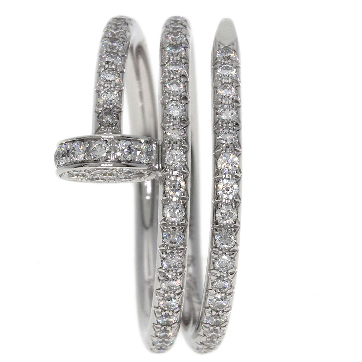 CARTIER Juste un Clou Double Semi-Pavé Diamond #50 Ring K18 White Gold Ladies [Used]