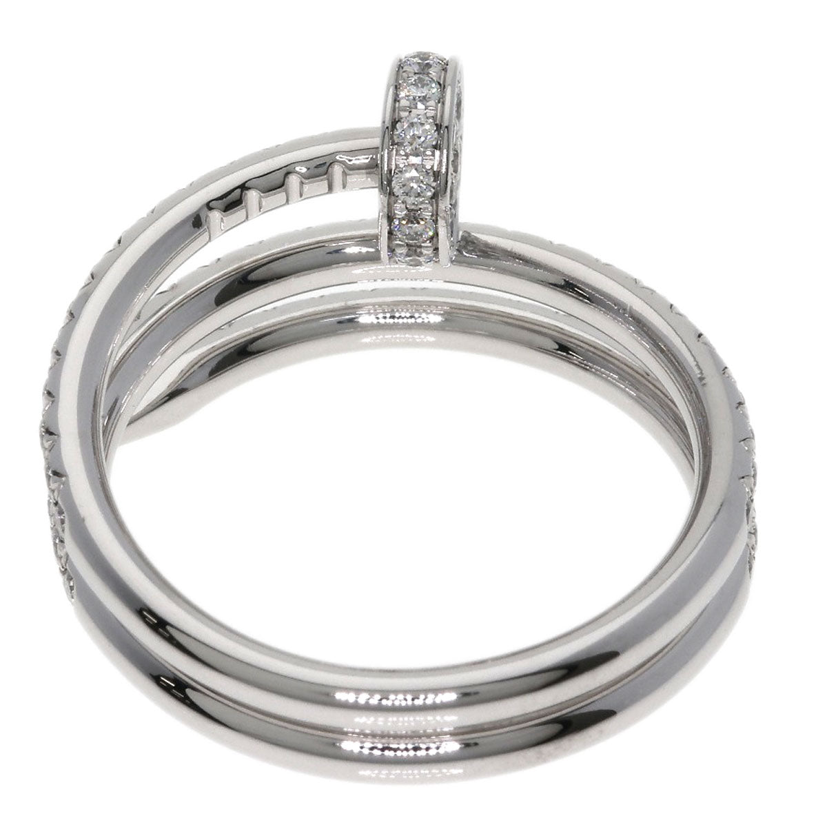 CARTIER Juste un Clou Double Semi-Pavé Diamond #50 Ring K18 White Gold Ladies [Used]