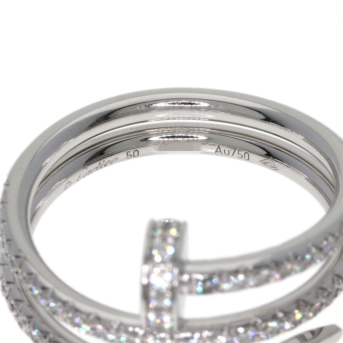 CARTIER Juste un Clou Double Semi-Pavé Diamond #50 Ring K18 White Gold Ladies [Used]