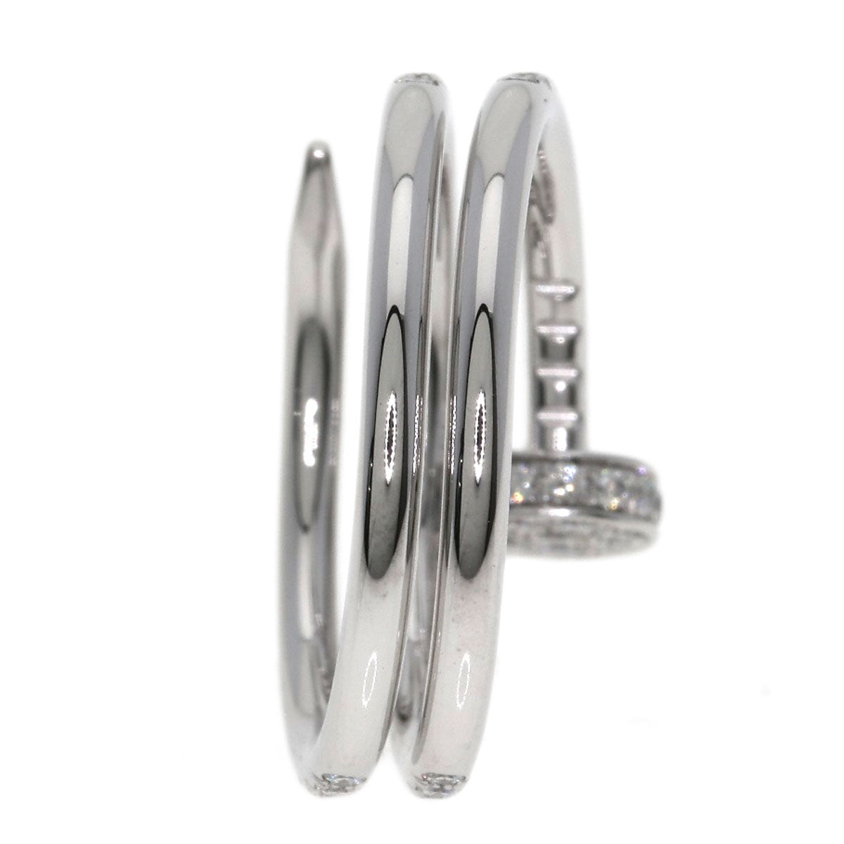 CARTIER Juste un Clou Double Semi-Pavé Diamond #50 Ring K18 White Gold Ladies [Used]
