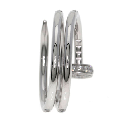CARTIER Juste un Clou Double Semi-Pavé Diamond #50 Ring K18 White Gold Ladies [Used]