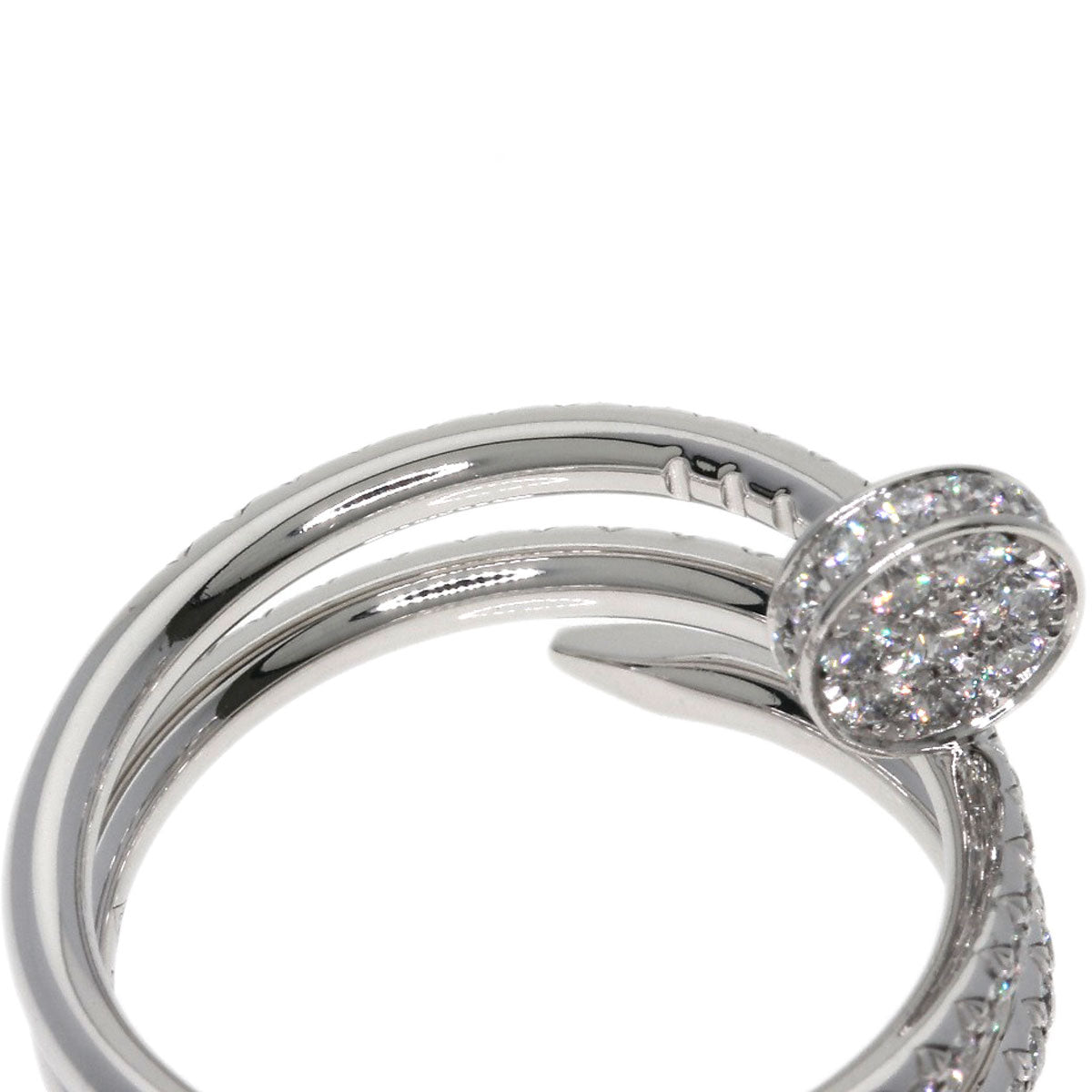 CARTIER Juste un Clou Double Semi-Pavé Diamond #50 Ring K18 White Gold Ladies [Used]