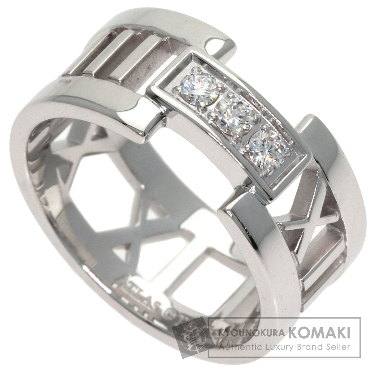 TIFFANY&Co. Atlas Open 3P Diamond Ring K18 White Gold Ladies [Used]
