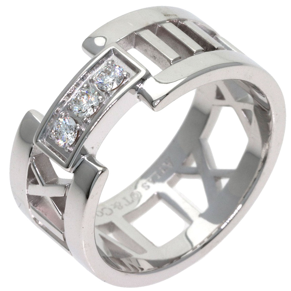 TIFFANY&Co. Atlas Open 3P Diamond Ring K18 White Gold Ladies [Used]