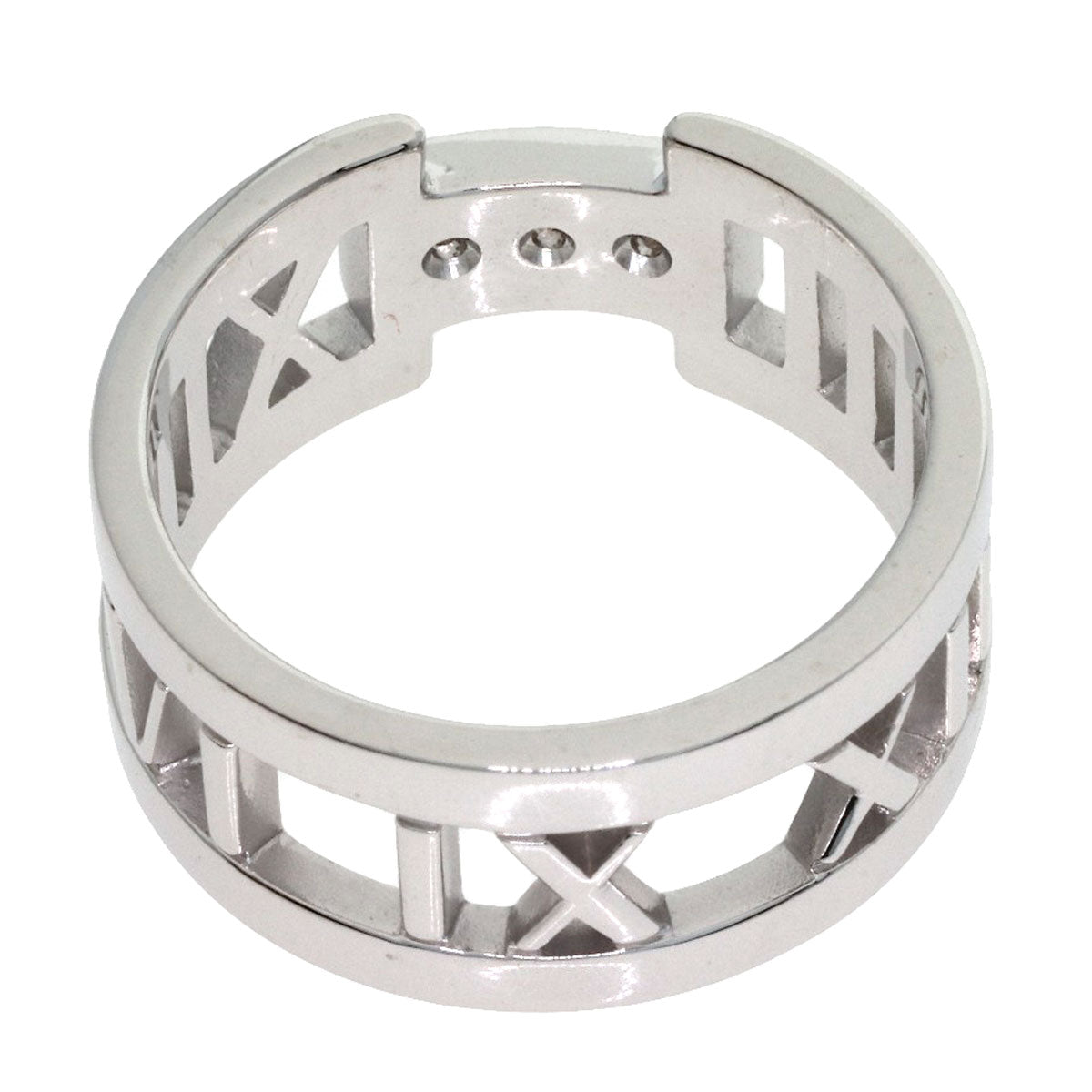 TIFFANY&Co. Atlas Open 3P Diamond Ring K18 White Gold Ladies [Used]