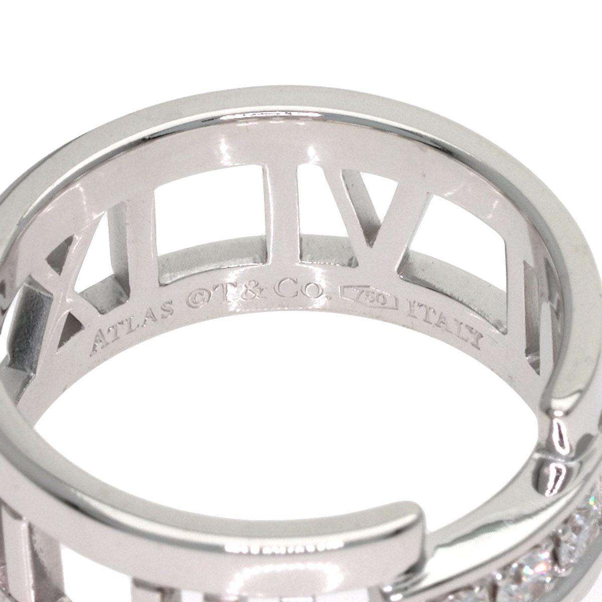 TIFFANY&Co. Atlas Open 3P Diamond Ring K18 White Gold Ladies [Used]