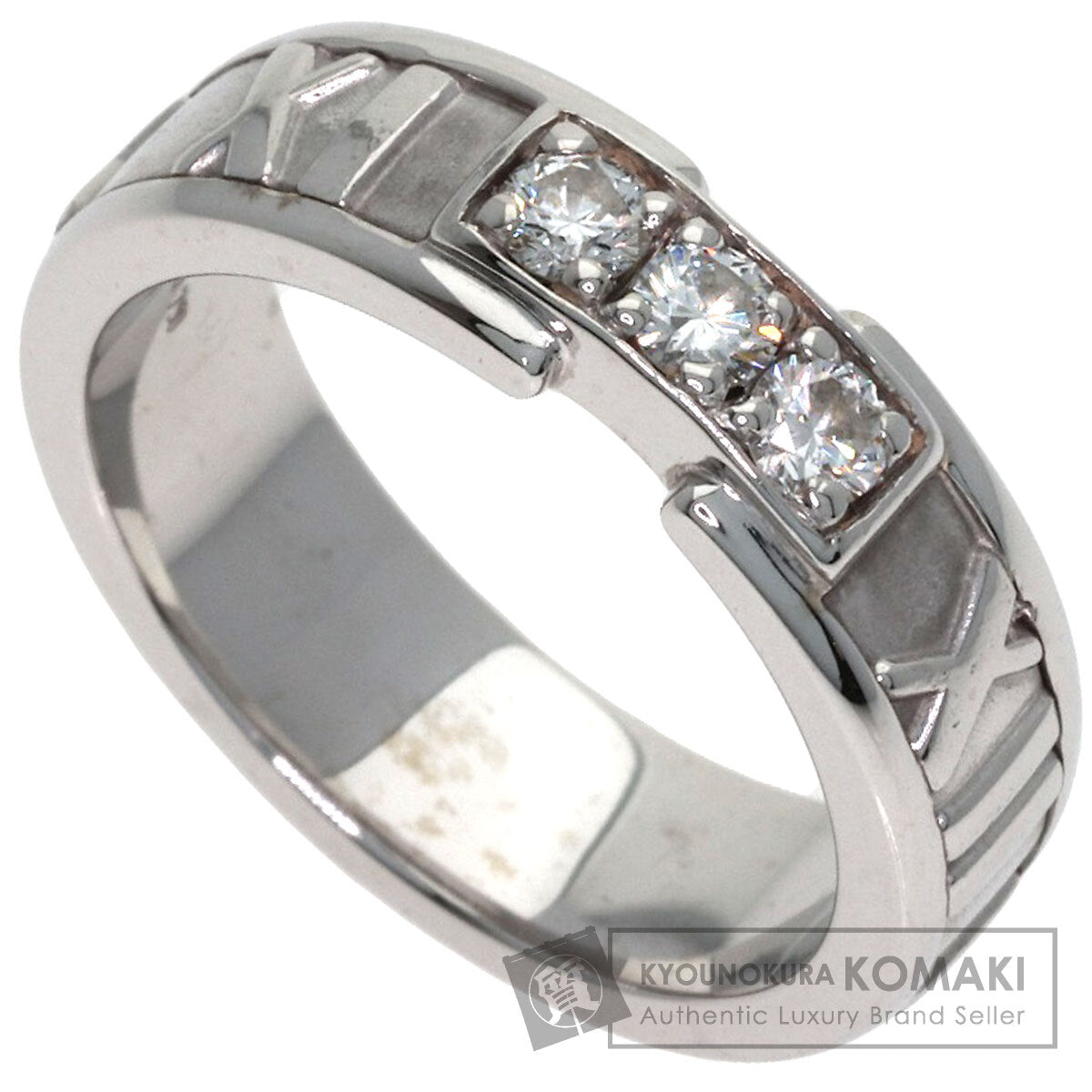TIFFANY&Co. Atlas 3P Diamond Ring K18 White Gold Ladies [Used]