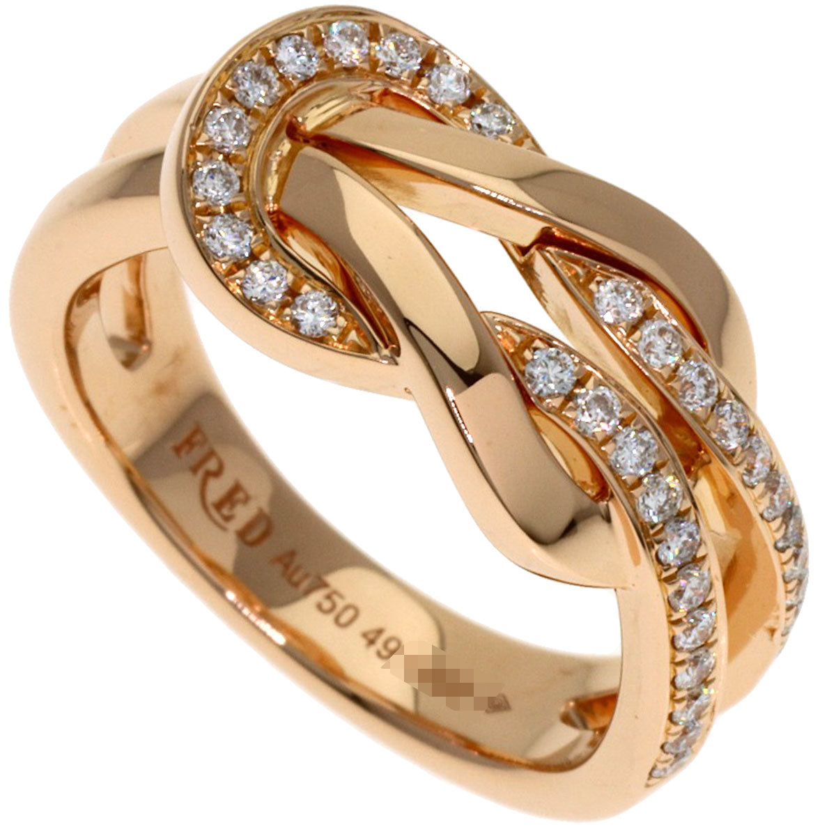 FRED Chance Infini Half Diamond #49 Ring K18 Pink Gold Ladies [Used]
