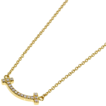 TIFFANY&Co. T Smile Mini Diamond Necklace K18 Yellow Gold Ladies [Used]