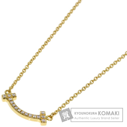 TIFFANY&Co. T Smile Mini Diamond Necklace K18 Yellow Gold Ladies [Used]