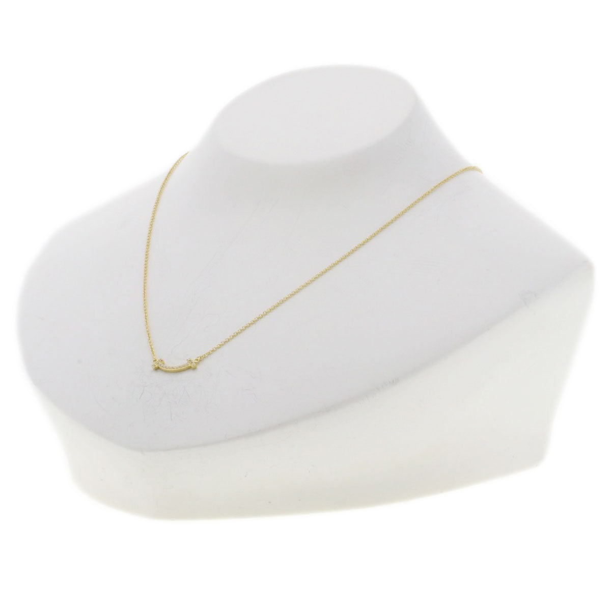 TIFFANY&Co. T Smile Mini Diamond Necklace K18 Yellow Gold Ladies [Used]