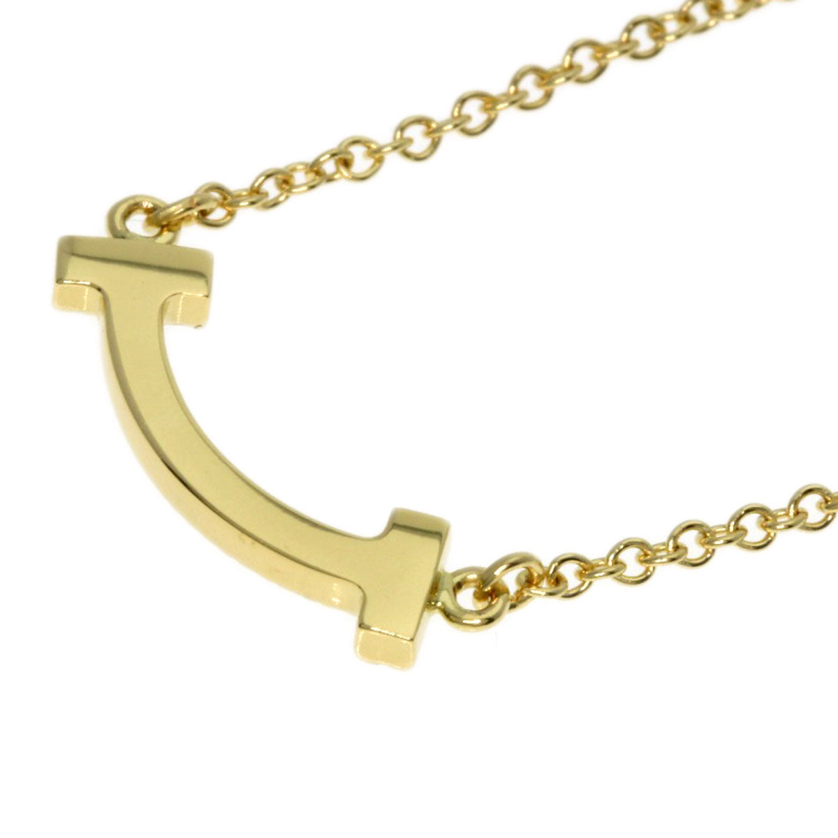 TIFFANY&Co. T Smile Mini Diamond Necklace K18 Yellow Gold Ladies [Used]