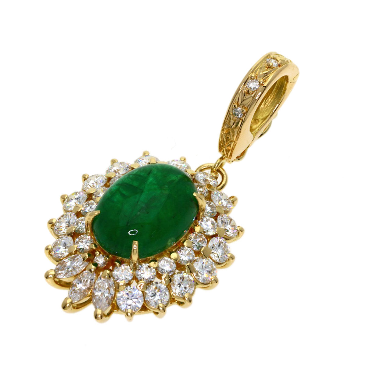 2.02ct Emerald Diamond Pendant top K18 Yellow Gold 5.8g　Ladies