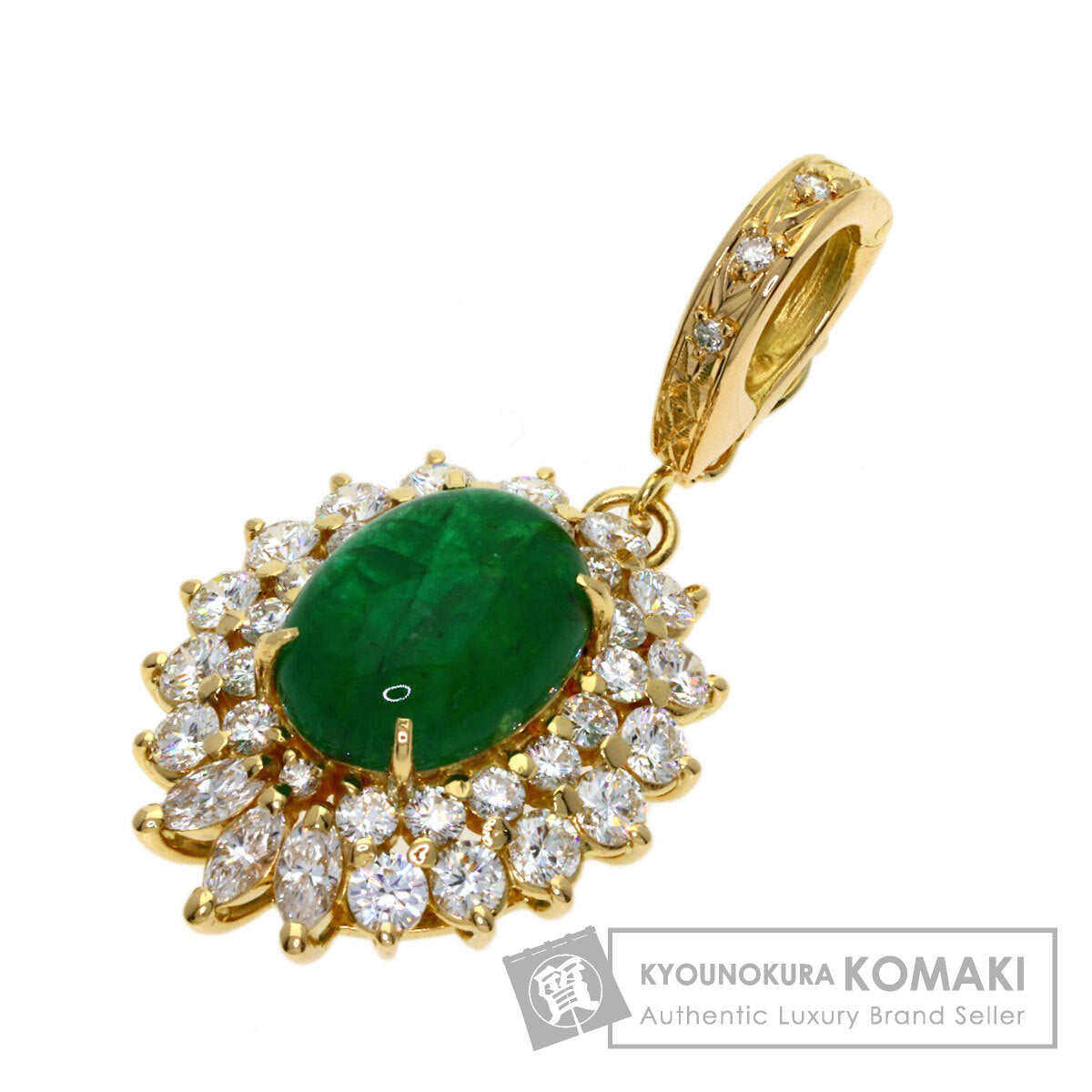 2.02ct Emerald Diamond Pendant top K18 Yellow Gold 5.8g　Ladies