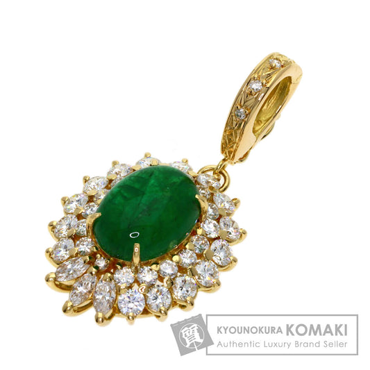 2.02ct Emerald Diamond Pendant top K18 Yellow Gold 5.8g　Ladies