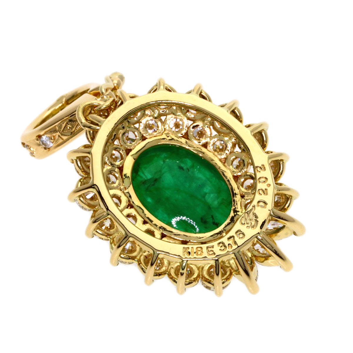 2.02ct Emerald Diamond Pendant top K18 Yellow Gold 5.8g　Ladies