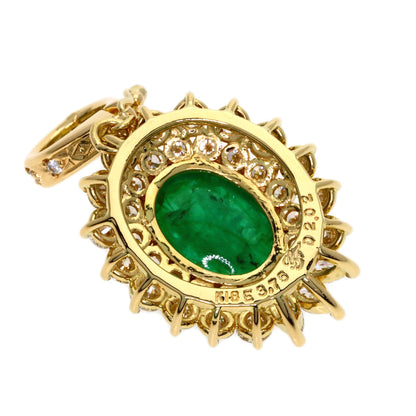 2.02ct Emerald Diamond Pendant top K18 Yellow Gold 5.8g　Ladies