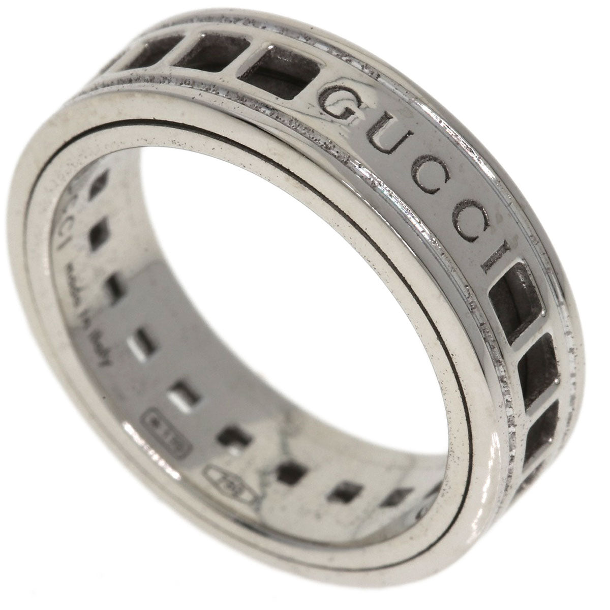 GUCCI Scroll #8 Ring K18 White Gold Ladies [Used]