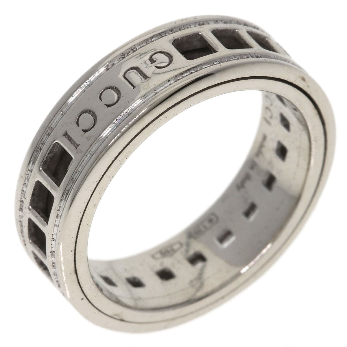 GUCCI Scroll #8 Ring K18 White Gold Ladies [Used]