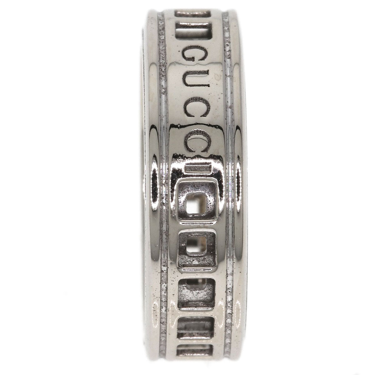 GUCCI Scroll #8 Ring K18 White Gold Ladies [Used]
