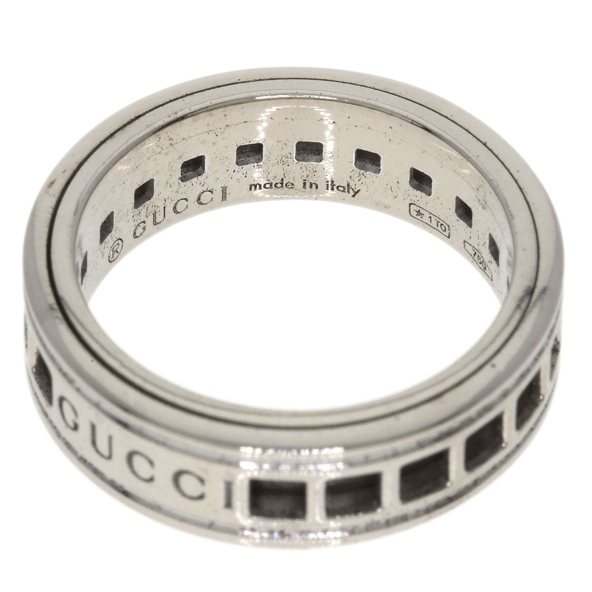 GUCCI Scroll #8 Ring K18 White Gold Ladies [Used]