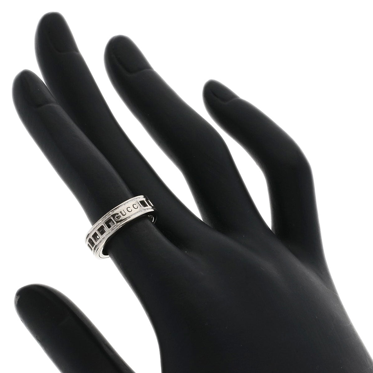 GUCCI Scroll #8 Ring K18 White Gold Ladies [Used]