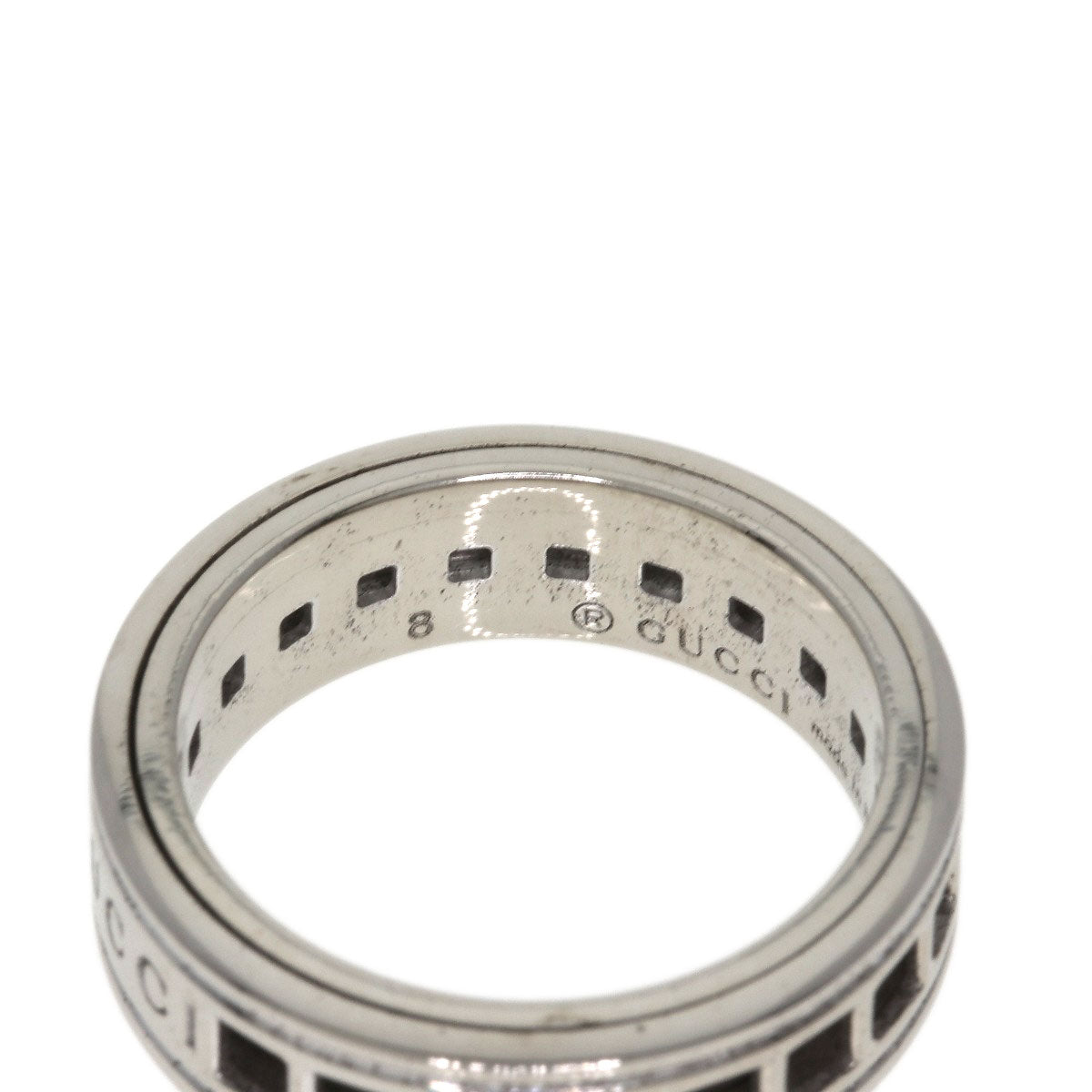 GUCCI Scroll #8 Ring K18 White Gold Ladies [Used]