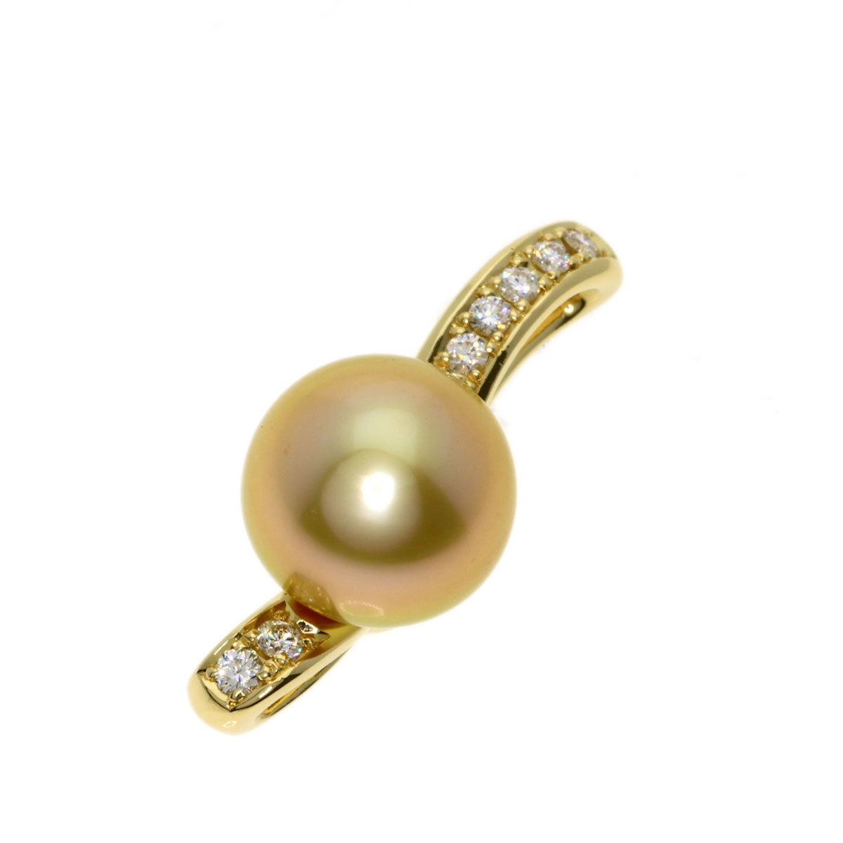 TASAKI Golden Pearl Pearl Diamond Pendant top K18 Yellow Gold Ladies [Used]