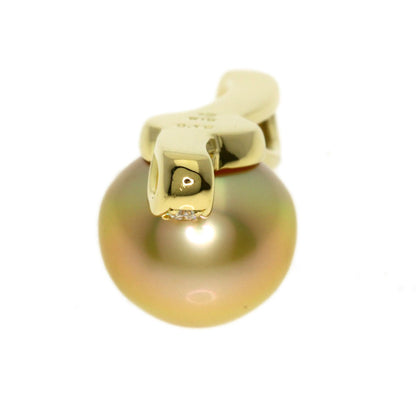 TASAKI Golden Pearl Pearl Diamond Pendant top K18 Yellow Gold Ladies [Used]