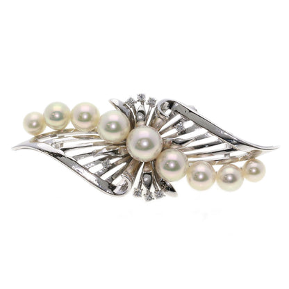 MIKIMOTO Akoya Pearl Diamond 2-Way Brooch/Obi Clip Obi closure K14 White Gold Ladies [Used]