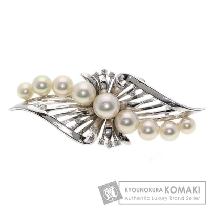 MIKIMOTO Akoya Pearl Diamond 2-Way Brooch/Obi Clip Obi closure K14 White Gold Ladies [Used]