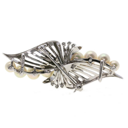MIKIMOTO Akoya Pearl Diamond 2-Way Brooch/Obi Clip Obi closure K14 White Gold Ladies [Used]