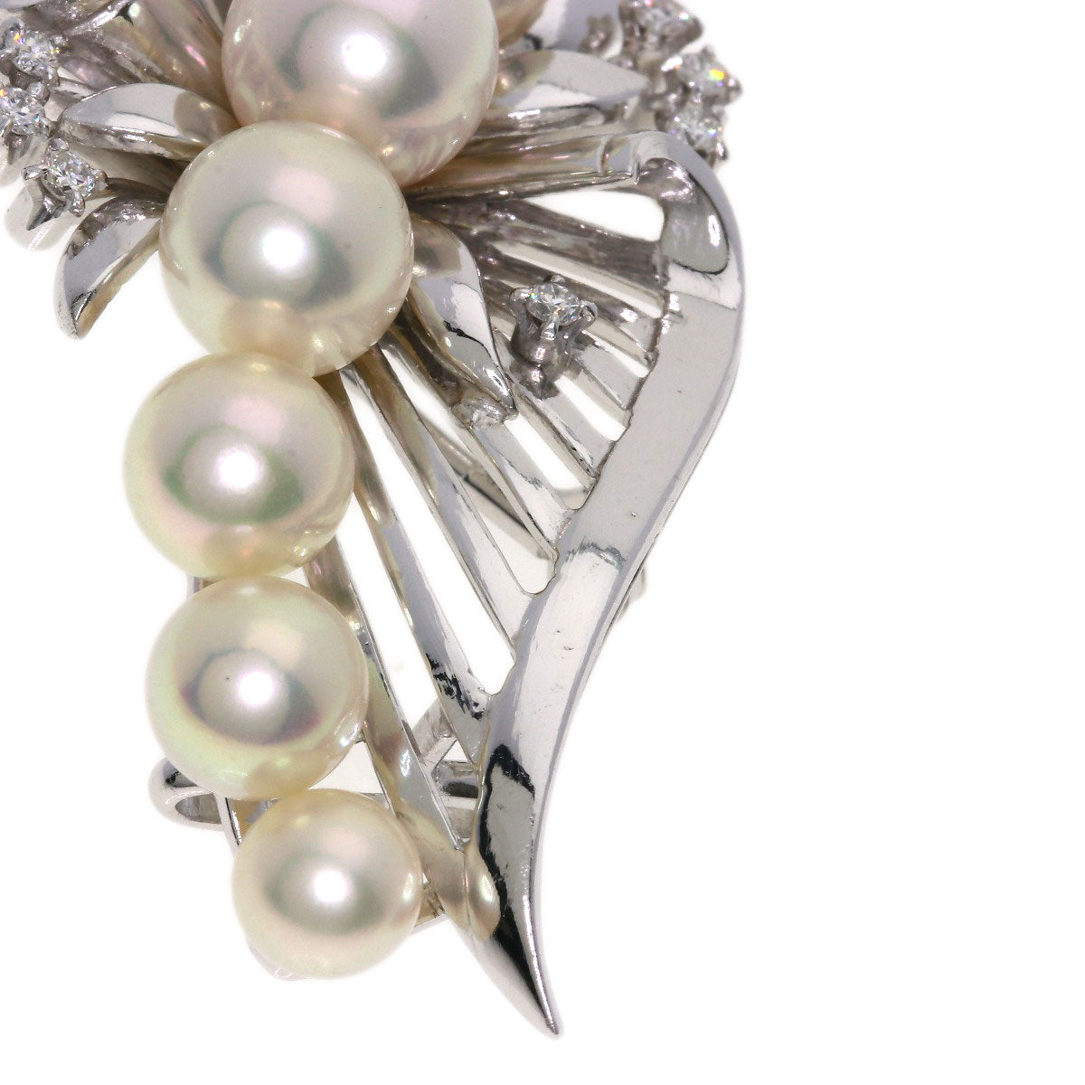 MIKIMOTO Akoya Pearl Diamond 2-Way Brooch/Obi Clip Obi closure K14 White Gold Ladies [Used]