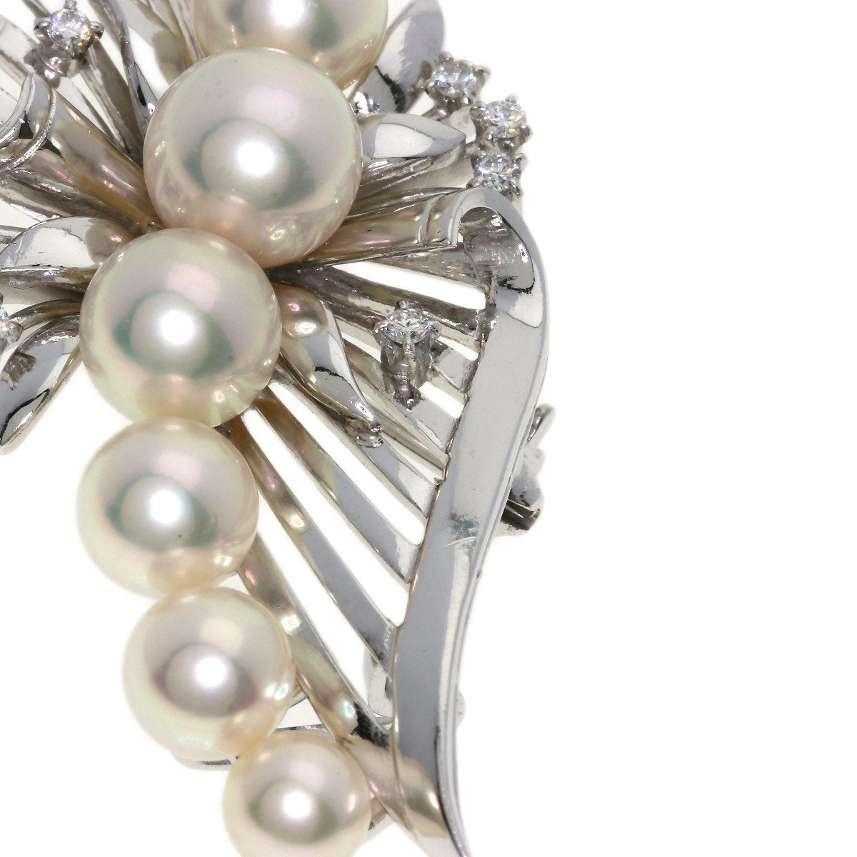 MIKIMOTO Akoya Pearl Diamond 2-Way Brooch/Obi Clip Obi closure K14 White Gold Ladies [Used]