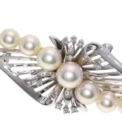 MIKIMOTO Akoya Pearl Diamond 2-Way Brooch/Obi Clip Obi closure K14 White Gold Ladies [Used]