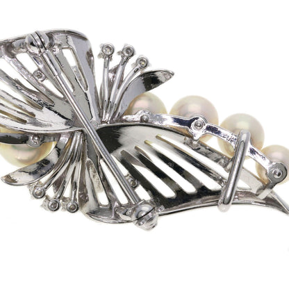 MIKIMOTO Akoya Pearl Diamond 2-Way Brooch/Obi Clip Obi closure K14 White Gold Ladies [Used]