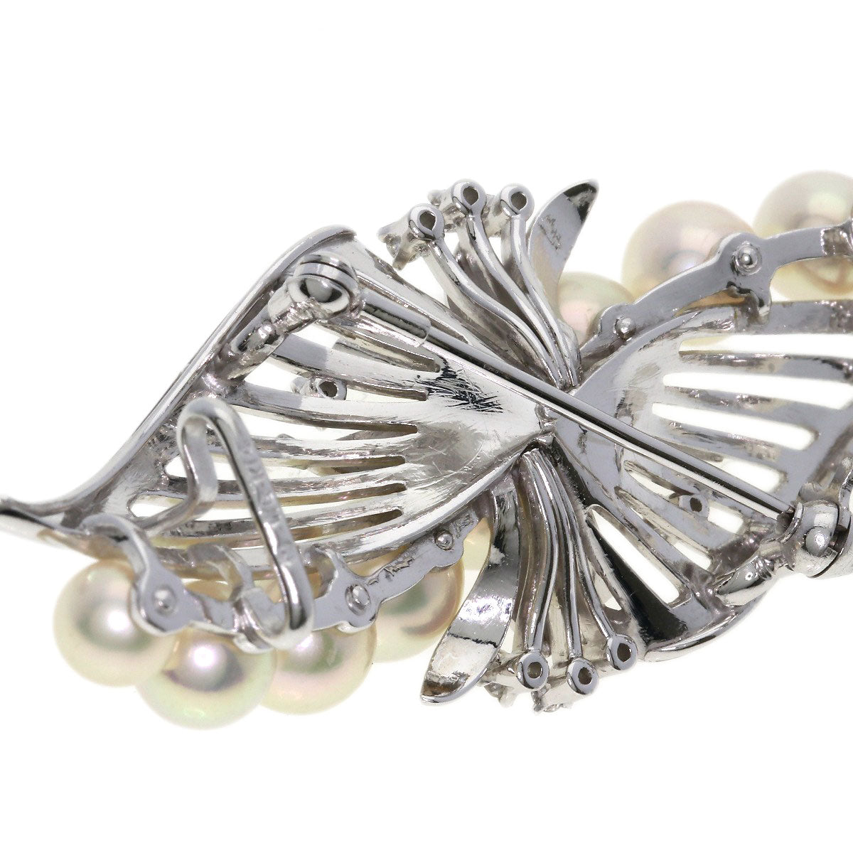 MIKIMOTO Akoya Pearl Diamond 2-Way Brooch/Obi Clip Obi closure K14 White Gold Ladies [Used]