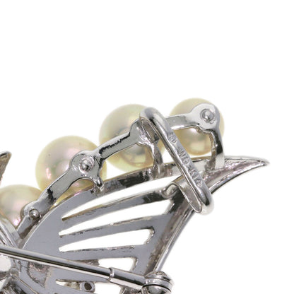 MIKIMOTO Akoya Pearl Diamond 2-Way Brooch/Obi Clip Obi closure K14 White Gold Ladies [Used]